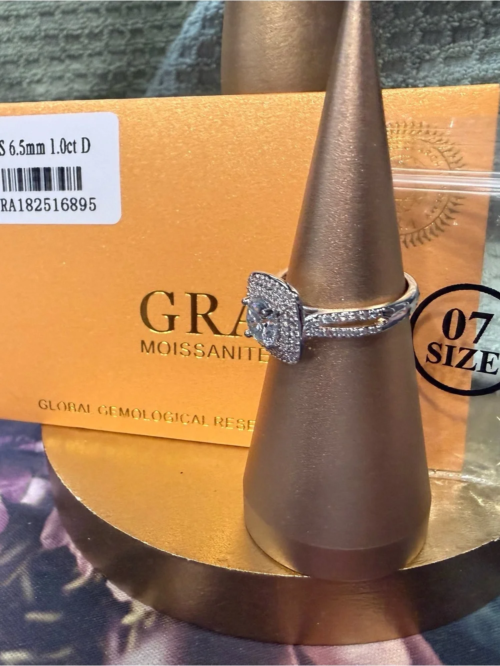 Cushion Halo Ring in White Moissanite